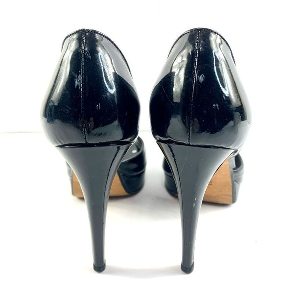 Ralph Lauren Purple Label Women’s Sz 9B Black Patent Leather Peep Toe Heels - Picture 6 of 16